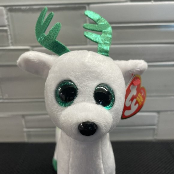 Peppermint The Reindeer - Ty Beanie Baby - Christmas Plush from 2017 - Picture 2 of 11
